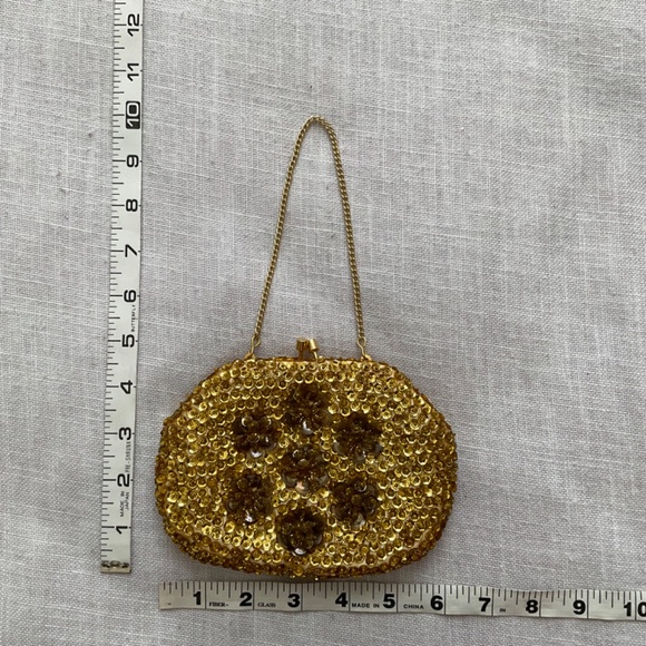 •Vintage Gold Beaded Bag Clutch Hand Made In Hong Kong - Picture 5 of 9